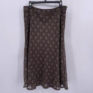 Brown Knee Length Skirt Covington Sz 12 Lined Lightweight Casual Geometric Style